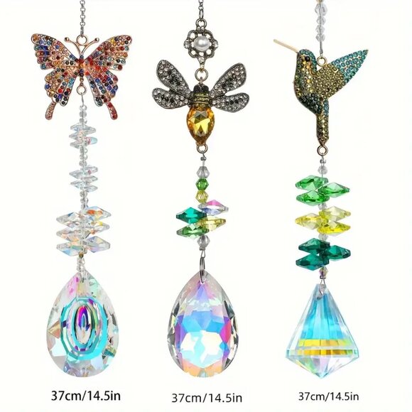 Art Deco Style Crystal Suncatchers - Butterfly, Bee, Humming Bird- Pendant Prism - Picture 2 of 12